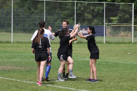 Our team congratulating themselves after they have won a match.