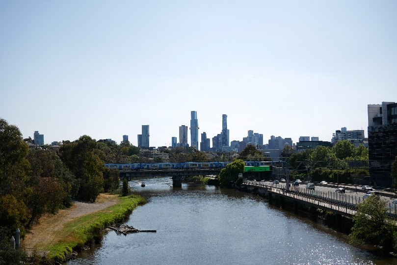 View of Melbourne’s Central Business District (CBD) from Morell Bridge